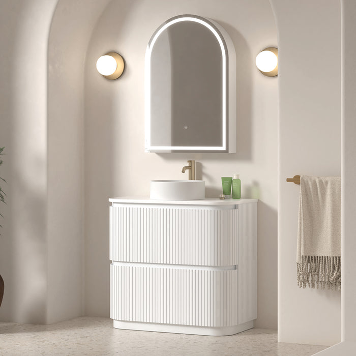 Adella 900 Matte White Fluted Floor Standing Vanity