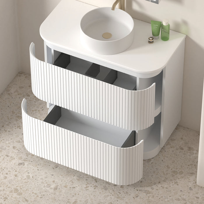 Adella 900 Matte White Fluted Floor Standing Vanity