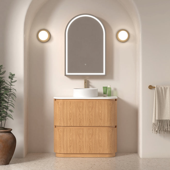 Adella 900 Light Walnut Fluted Floor Standing Vanity