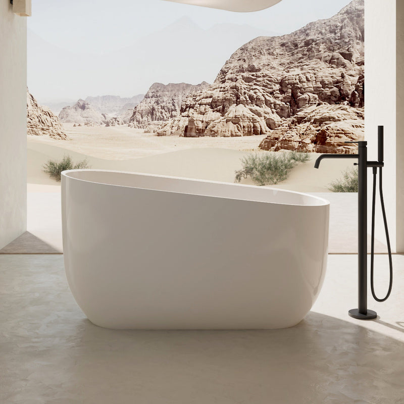 Akira 1250mm Japanese Soaking Freestanding Bath Tub With Seat - Acqua Bathrooms