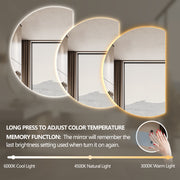 Alora Curved 1050 x 1500 Touchless LED Mirror - Three Light Temperatures - Image 6