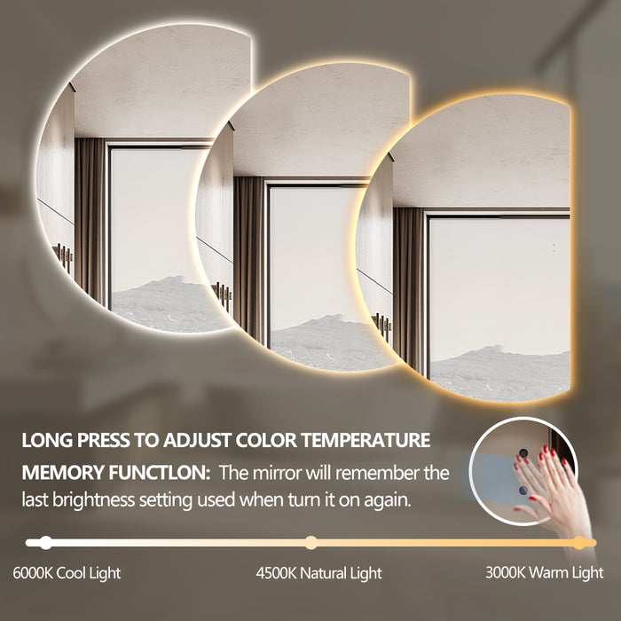 Alora Curved 1050 x 1500 Touchless LED Mirror - Three Light Temperatures - Image 6