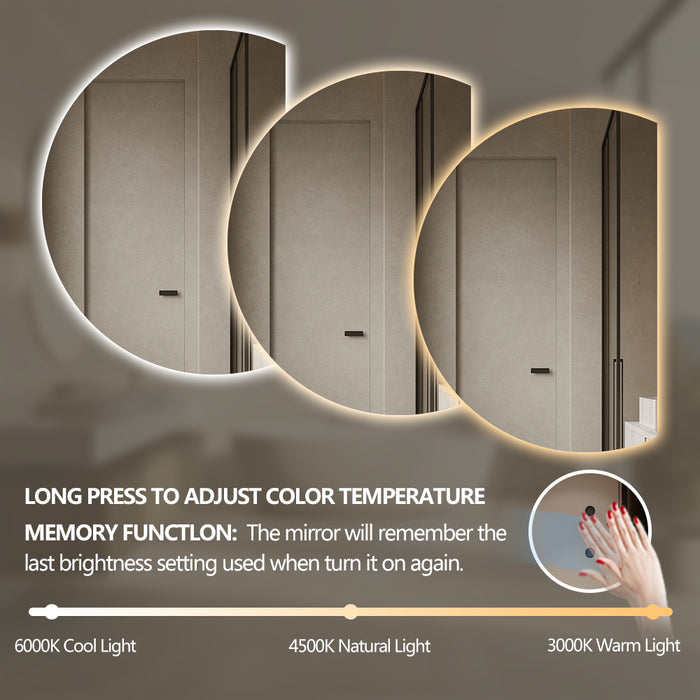 Alora Curved 1200 x 1700 Touchless LED Mirror - Three Light Temperatures - Image 6