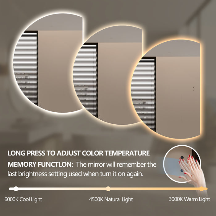 Alora Curved 700 x 1000 Touchless LED Mirror - Three Light Temperatures