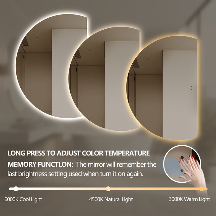 Alora Curved 750 x 1100 Touchless LED Mirror - Three Light Temperatures - Image 5