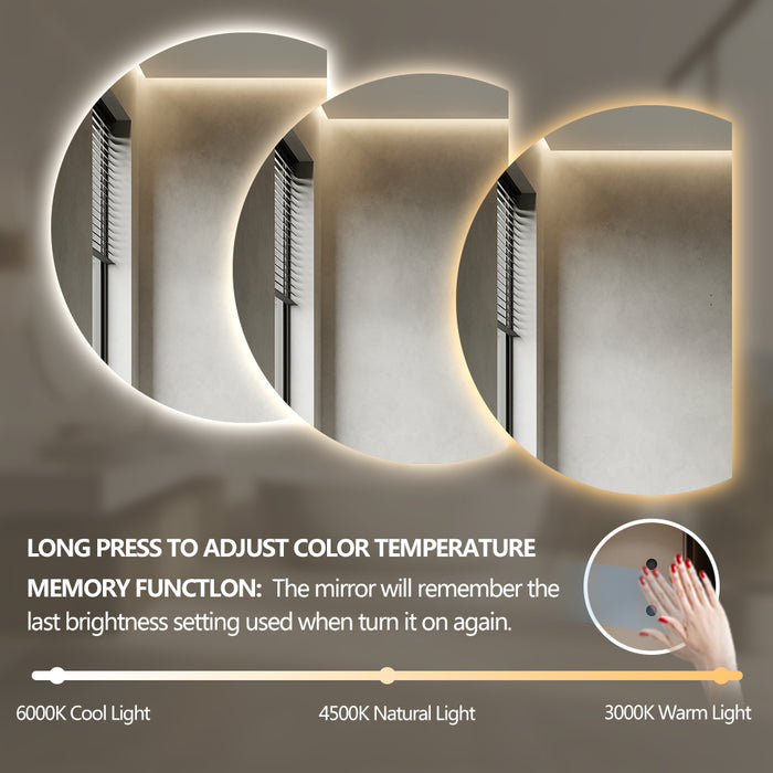Alora Curved 850 x 1200 Touchless LED Mirror - Three Light Temperatures - Image 6