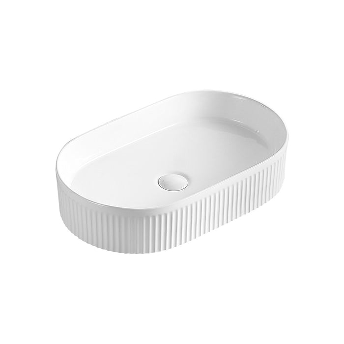 Amara 560 Gloss White Oval Fluted Above Counter Basin