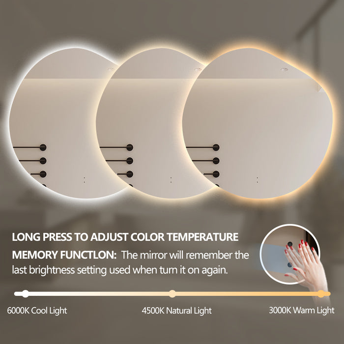 Amora Touchless 800 x 800 Asymmetrical LED Mirror - Three Light Temperatures