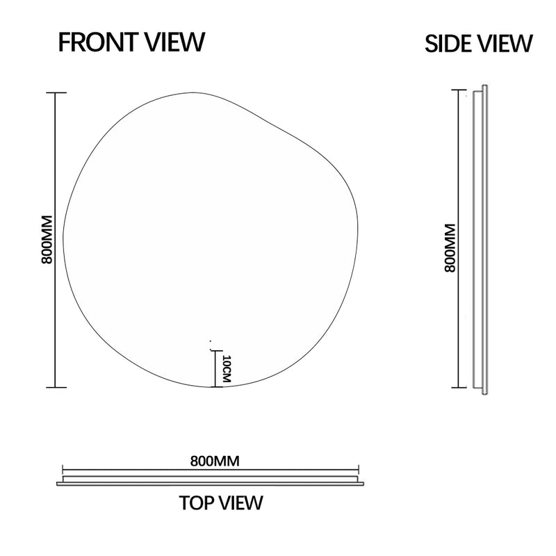 Amora Touchless 800 x 800 Asymmetrical LED Mirror - Three Light Temperatures