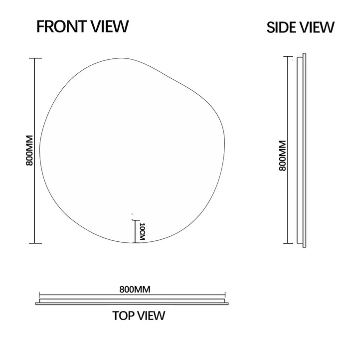 Amora Touchless 800 x 800 Asymmetrical LED Mirror - Three Light Temperatures