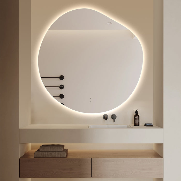 Amora Touchless 800 x 800 Asymmetrical LED Mirror - Three Light Temperatures