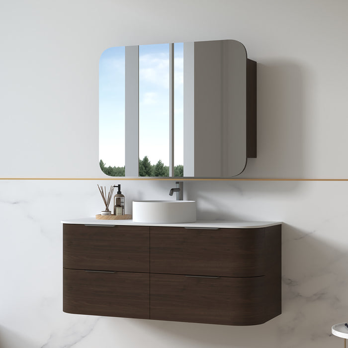 Anela 1200 Curved Alder Walnut Wall Hung Vanity