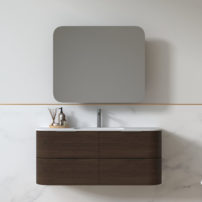 Anela 1200 Curved Alder Walnut Wall Hung Vanity