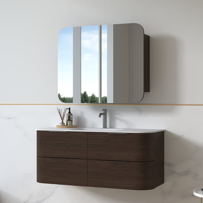 Anela 1200 Curved Alder Walnut Wall Hung Vanity
