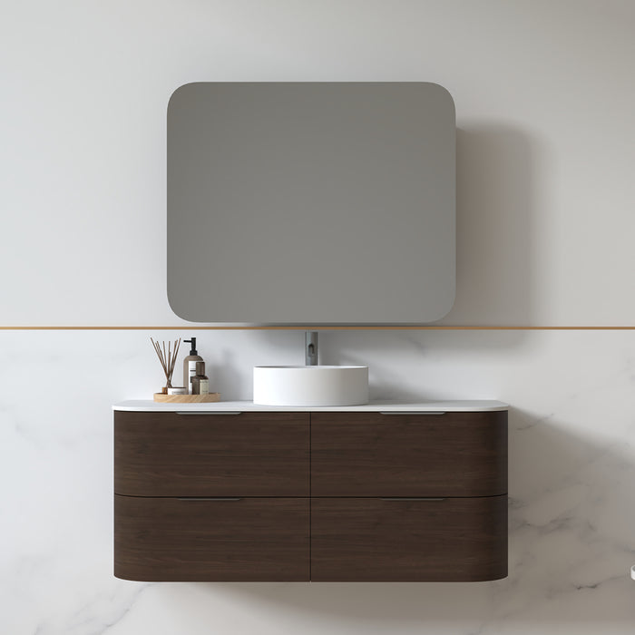 Anela 1200 Curved Alder Walnut Wall Hung Vanity