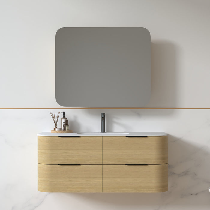 Anela 1200 Curved Blonde Oak Wall Hung Vanity