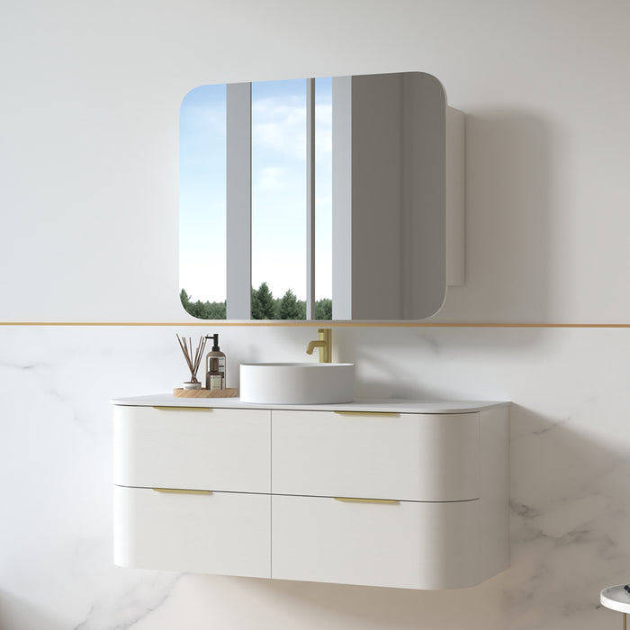 Anela 1200 Curved White Grain Wall Hung Vanity