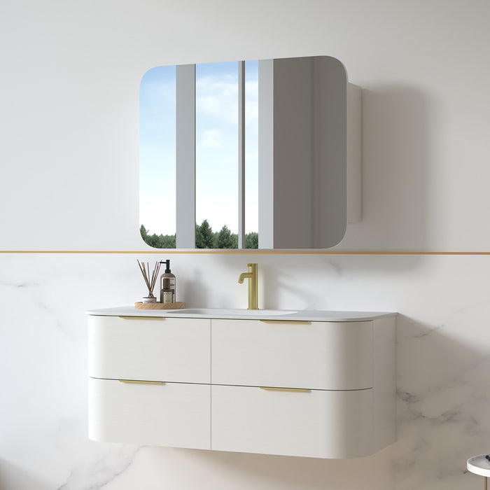 Anela 1200 Curved White Grain Wall Hung Vanity