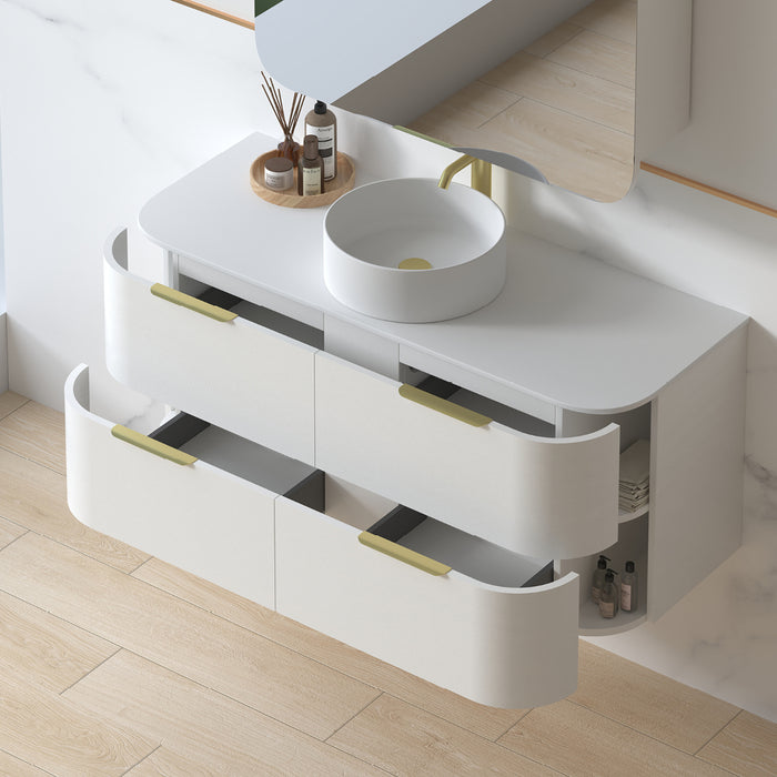 Anela 1200 Curved White Grain Wall Hung Vanity