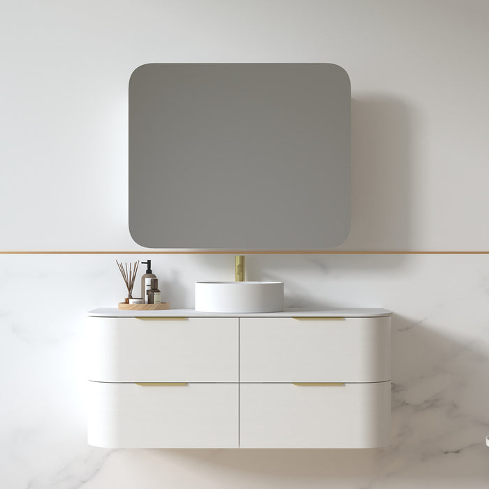 Anela 1200 Curved White Grain Wall Hung Vanity
