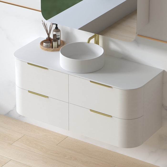 Anela 1200 Curved White Grain Wall Hung Vanity