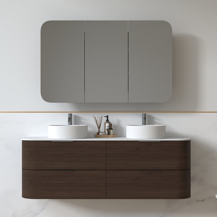 Anela 1500 Curved Alder Walnut Wall Hung Vanity