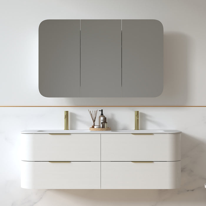 Anela 1500 Curved White Grain Wall Hung Vanity