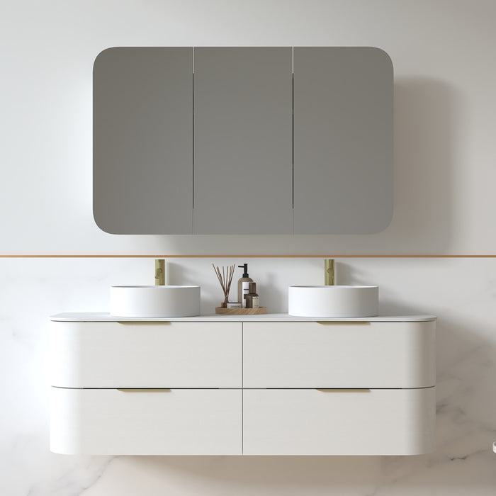 Anela 1500 Curved White Grain Wall Hung Vanity