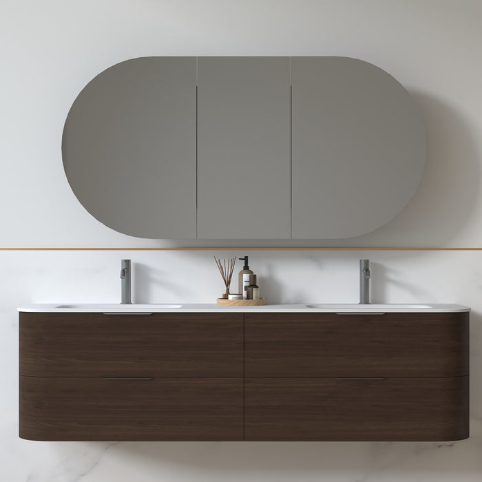 Anela 1800 Curved Alder Walnut Wall Hung Vanity