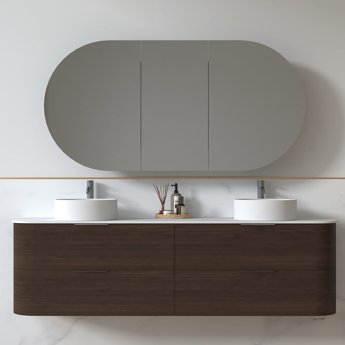 Anela 1800 Curved Alder Walnut Wall Hung Vanity