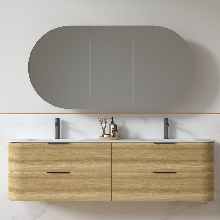 Anela 1800 Curved Sand Oak Wall Hung Vanity