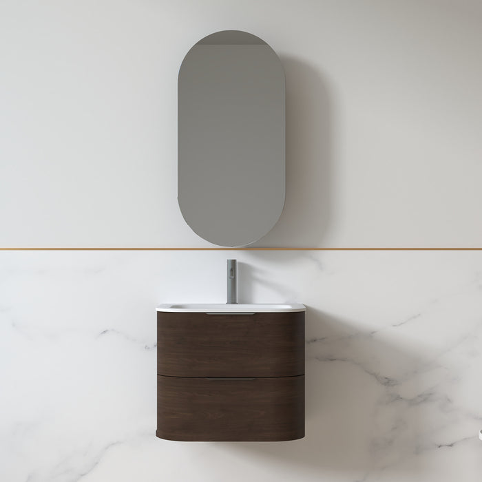Anela 600 Curved Alder Walnut Wall Hung Vanity