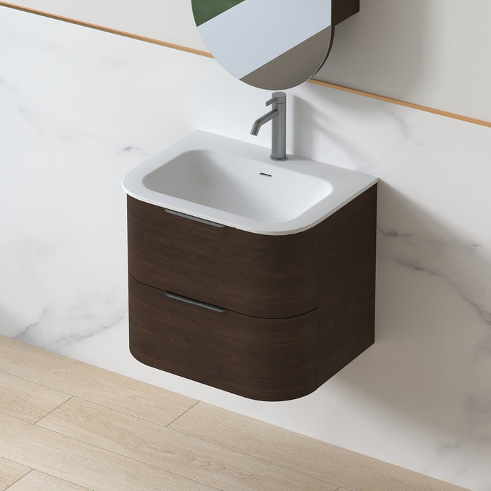 Anela 600 Curved Alder Walnut Wall Hung Vanity