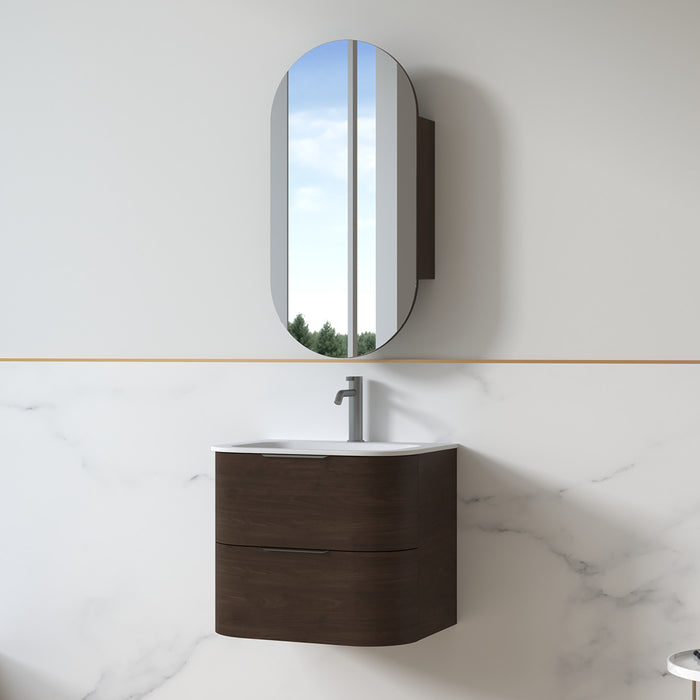 Anela 600 Curved Alder Walnut Wall Hung Vanity