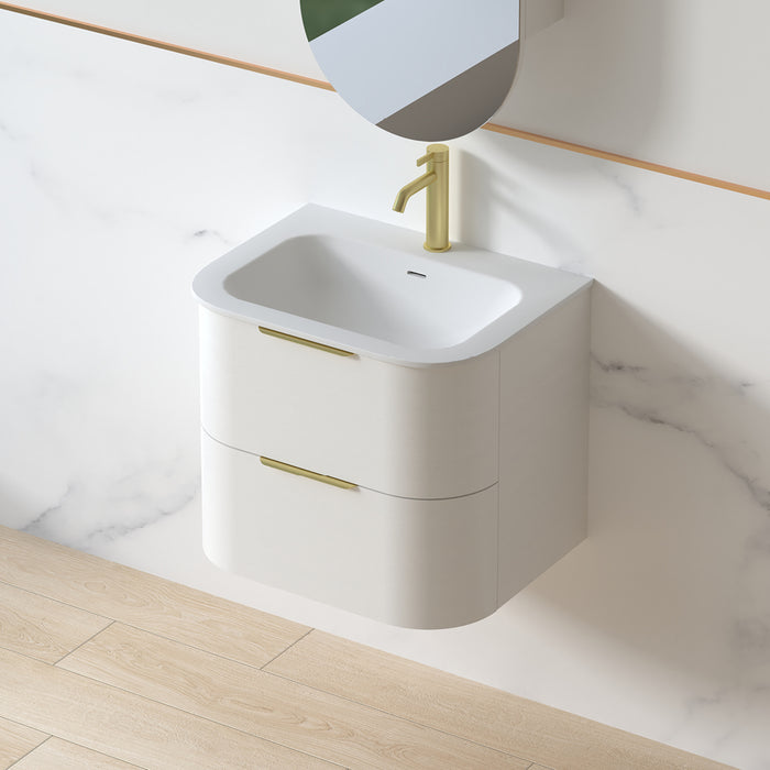 Anela 600 Curved White Grain Wall Hung Vanity