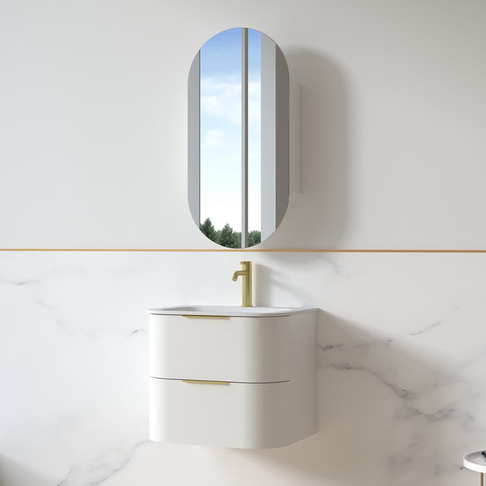 Anela 600 Curved White Grain Wall Hung Vanity