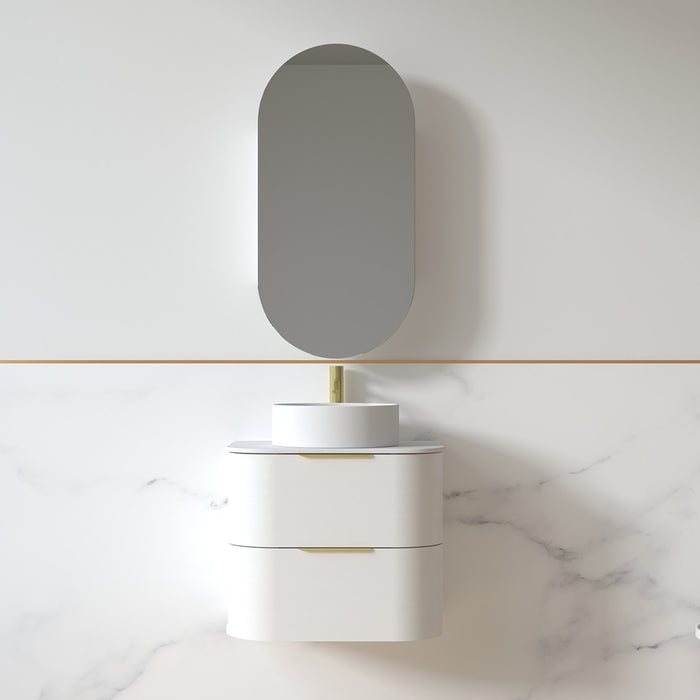 Anela 600 Curved White Grain Wall Hung Vanity