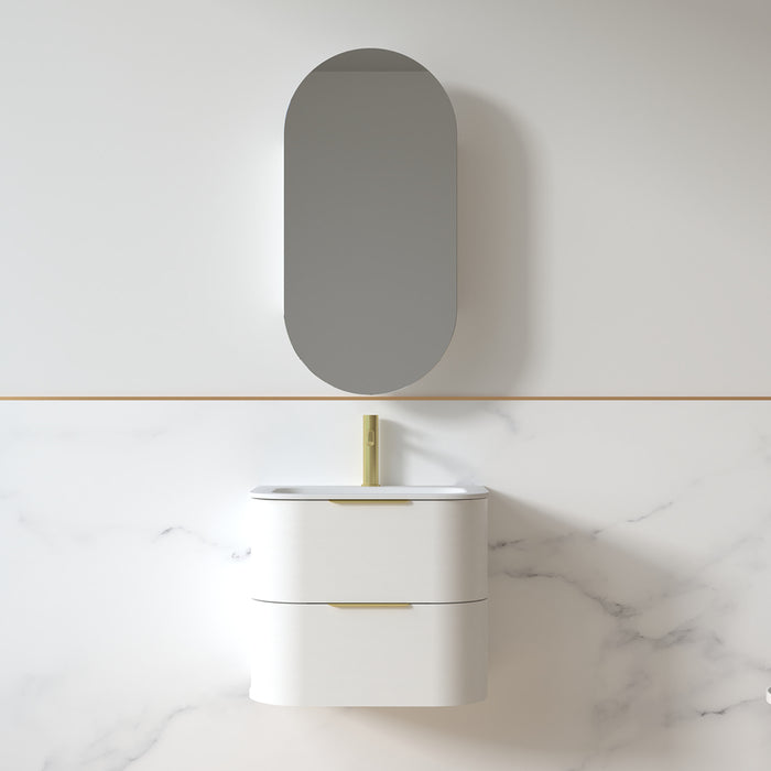 Anela 600 Curved White Grain Wall Hung Vanity