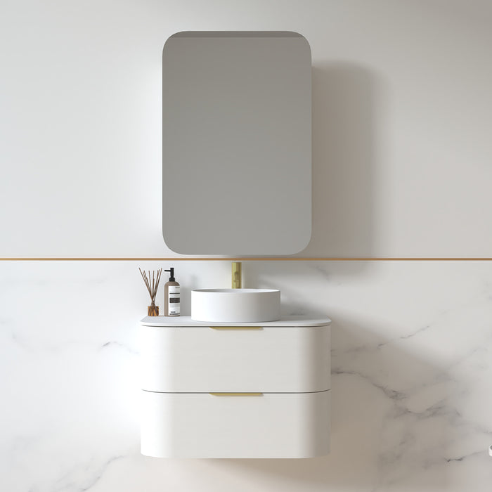 Anela 750 Curved White Grain Wall Hung Vanity