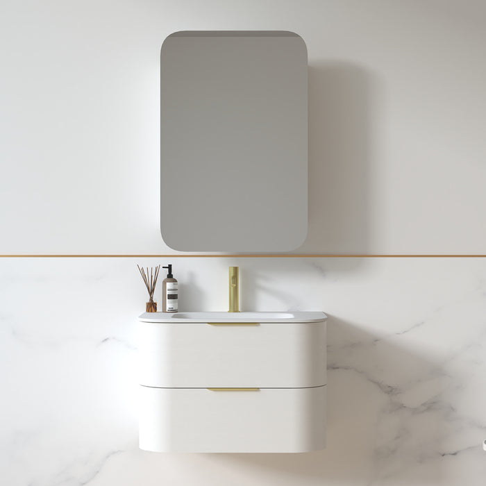 Anela 750 Curved White Grain Wall Hung Vanity