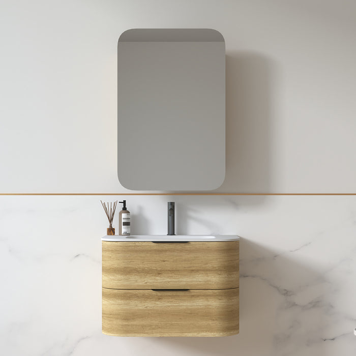 Anela 750 Curved Sand Oak Wall Hung Vanity