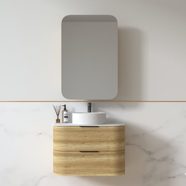 Anela 750 Curved Sand Oak Wall Hung Vanity