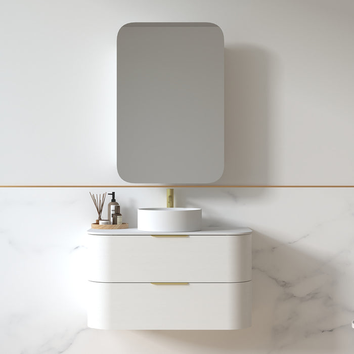 Anela 900 Curved White Grain Wall Hung Vanity