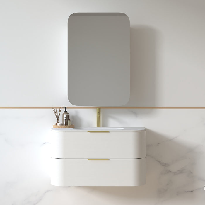 Anela 900 Curved White Grain Wall Hung Vanity