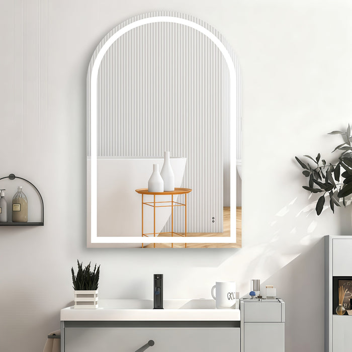 Arched Touchless LED 600 x 900 Matte White Shaving Cabinet
