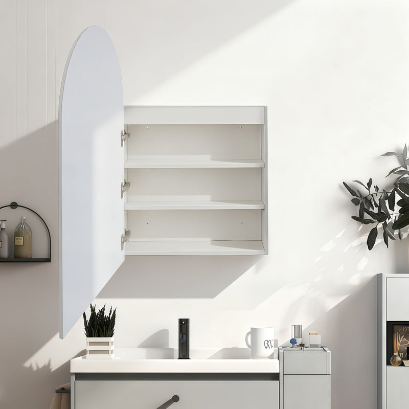 Arched Touchless LED 600 x 900 Matte White Shaving Cabinet