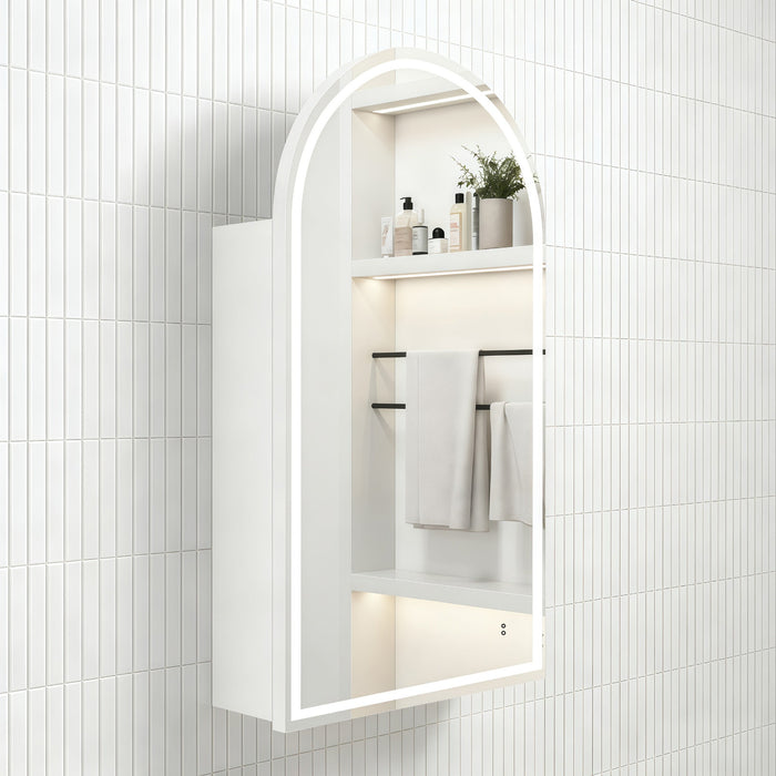 Arched Touchless LED 600 x 900 Matte White Shaving Cabinet