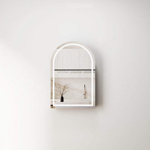 Arched LED Matte White Shaving Cabinet - Acqua Bathrooms
