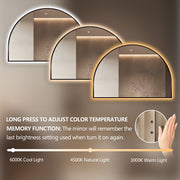 Arched Touchless 1200 x 800 Matte Black LED Mirror - Three Light Temperatures - Acqua Bathrooms