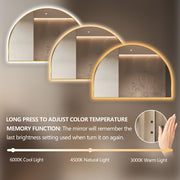 Arched Touchless 1200 x 800 Brushed Gold LED Mirror - Three Light Temperatures - Acqua Bathrooms